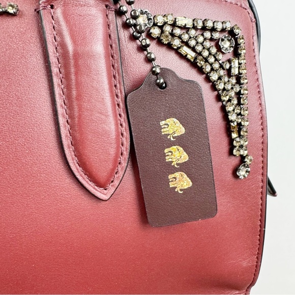 Coach x Selena Gomez Bond Satchel Crystal Embellishment Burgundy Handbag - Picture 5 of 8